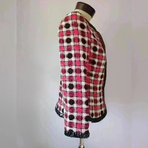 GLORIA ESTELLES BARCELONA designer wool jacket. Red/white/black. Size medium. - Picture 5 of 15